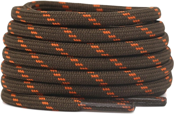 GRAH SANGRAH® (2 Pair) Shoelaces for Hiking Shoes, Outdoor Walking Sneakers, Outdoor Hiking, Climbing, Basketball, Work Boot, Running , Sport Shoes - 120 cm, Brown Orange